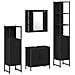 Set di Mobili per Bagno in 4 Pezzi Rovere Nero Legno Ingegnerizzato - Foto miniatura 1