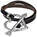 Bracciale In Pelle Nera Con Chiusura A Cuore Placcata Argento - Foto miniatura 1