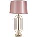 Lampada Da Tavolo Krista Piccola In Ferro Dorato Con Paralume In Tessuto Rosa - Foto miniatura 1