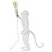 Lampada Da Tavolo Monkey Bianco In Resina Glam 26x34x55 Cm - Foto miniatura 2