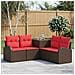 Set di divani 5 pz Marrone e Rosso Rattan sintetico e Acciaio - Foto miniatura 6