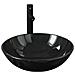 Lavandino Bagno con Rubinetto e Piletta in Vetro Temperato Nero - Foto miniatura 2