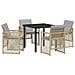 Set da Pranzo da Giardino in 5 Pezzi con Cuscini Beige Rattan Sintetico, Tavolo da Giardino  Nero 80x80x73 cm Vetro Temperato - Foto miniatura 1