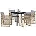 Set da Pranzo da Giardino in 5 Pezzi con Cuscini Beige Rattan Sintetico, Tavolo da Giardino  Nero 80x80x73 cm Vetro Temperato - Foto miniatura 3