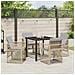 Set da Pranzo da Giardino in 5 Pezzi con Cuscini Beige Rattan Sintetico, Tavolo da Giardino  Nero 80x80x73 cm Vetro Temperato - Foto miniatura 4