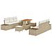 Set Divano da Giardino 9 Pezzi con Cuscini Beige in Polyrattan Acacia,  Divano da Giardino 2 Posti con Cuscini Beige in Polyrattan,  Set da Pranzo da Giardino 3 Pezzi con Cuscini Beige in Polyrattan Acacia - Foto miniatura 1