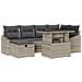 Set di Divano da Giardino a 7 Pezzi con Cuscini Grigio Chiaro in Polyrattan - Foto miniatura 1