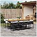 Set da Pranzo da Giardino 9 pz con Cuscini Nero in Polyrattan - Foto miniatura 2