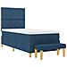 Letto a Molle con Materasso e Panchina Blu 100x200 cm Tessuto - Foto miniatura 3