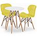 Set da pranzo | Tavolo rotondo bianco KOVA da 60 cm + 2 sedie gialle WAKO - Foto miniatura 1