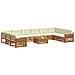 Set divani 11 pcs Naturale e Crema Legno di Acacia Massello - Foto miniatura 3