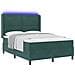 Letto a molle con strisce LED Verde Scuro 160 x 200 cm Velluto - Foto miniatura 2