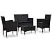 Set Divani Da Giardino 4 Pz Con Cuscini In Polyrattan Nero - Foto miniatura 1