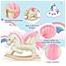 Cavallo A Dondolo Bianco E Rosa Con Suoni E Struttura In Legno Di Pioppo Per Bambini 18-36 Mesi - Foto miniatura 2