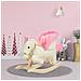 Cavallo A Dondolo Bianco E Rosa Con Suoni E Struttura In Legno Di Pioppo Per Bambini 18-36 Mesi - Foto miniatura 4