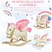 Cavallo A Dondolo Bianco E Rosa Con Suoni E Struttura In Legno Di Pioppo Per Bambini 18-36 Mesi - Foto miniatura 6