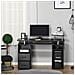 Scrivania In Legno Con Cassetti, Mensola Estraibile E Ripiano Rialzato Nero - Foto miniatura 2