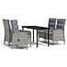 Set Da Pranzo Da Giardino 5 Pz Con Cuscini In Grigio E Nero - Foto miniatura 2