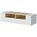 Mobile Porta Tv Topeka, Credenza Per Televisione Da Soggiorno, Supporto Per Tv Moderno, Credenza Bassa Multiuso, 138x42h36 Cm, Bianco E Rovere - Foto miniatura 2