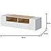 Mobile Porta Tv Topeka, Credenza Per Televisione Da Soggiorno, Supporto Per Tv Moderno, Credenza Bassa Multiuso, 138x42h36 Cm, Bianco E Rovere - Foto miniatura 3