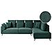 Divano Angolare 4 Posti Lunner Velluto A Coste Verde Scuro Lato Sinistro - Foto miniatura 2