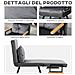 Poltrona Letto 3 in 1 con Schienale Reclinabile in 5 Posizioni e Cuscino, 63x73x81 cm, Grigio Scuro - Foto miniatura 3
