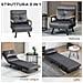 Poltrona Letto 3 in 1 con Schienale Reclinabile in 5 Posizioni e Cuscino, 63x73x81 cm, Grigio Scuro - Foto miniatura 4