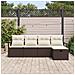 Set di divani da giardino 5 pezzi con cuscini Rattan Poliestere Marrone, Divano da giardino 2 posti con cuscini Rattan Poliestere Marrone - Foto miniatura 3