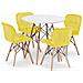 Set da pranzo Valora | Tavolo rotondo bianco KOVA da 80 cm + 4 sedie gialle WAKO - Foto miniatura 1