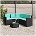 Divano da giardino con Tavolino e cuscini a forma di L in Polyrattan Nero - Foto miniatura 3