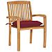 Sedie da Giardino 2 pz con Cuscini Rosso Vino in Teak Massello - Foto miniatura 2