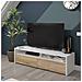 Mobile Porta Tv Henderson, Credenza Per Televisione Da Soggiorno Con 2 Ante, Supporto Tv, Buffet Moderno Basso Da Salotto, 130x40h36 Cm, Bianco Lucido - Foto miniatura 1