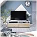 Mobile Porta Tv Henderson, Credenza Per Televisione Da Soggiorno Con 2 Ante, Supporto Tv, Buffet Moderno Basso Da Salotto, 130x40h36 Cm, Bianco Lucido - Foto miniatura 3