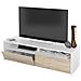 Mobile Porta Tv Henderson, Credenza Per Televisione Da Soggiorno Con 2 Ante, Supporto Tv, Buffet Moderno Basso Da Salotto, 130x40h36 Cm, Bianco Lucido - Foto miniatura 4