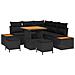 Set di 8 Pezzi Divano da Giardino con Cuscini Nero Polyrattan Acacia,  Set di 3 Pezzi Tavolo da Giardino con Cuscini Nero Polyrattan Acacia - Foto miniatura 1