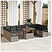 Set Divano Giardino da 11 Pezzi con Cuscini Grigio Rattan Poly Acacia,  Divano Giardino 2 Posti con Cuscini Grigio Rattan Poly - Foto miniatura 2