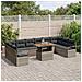 Set Divano Giardino da 11 Pezzi con Cuscini Grigio Rattan Poly Acacia,  Divano Giardino 2 Posti con Cuscini Grigio Rattan Poly - Foto miniatura 3