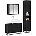 Set di mobili per il bagno 3 pcs Rovere Nero Legno multistrato - Foto miniatura 3