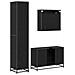 Set di mobili per il bagno 3 pcs Rovere Nero Legno multistrato - Foto miniatura 9