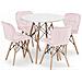 Set da pranzo Valora | Tavolo rotondo bianco KOVA da 80 cm + 4 sedie rosa WAKO - Foto miniatura 1