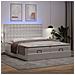 Pouf Letto con Materassi e LED Bianco Puro 160x200cm Similpelle - Foto miniatura 3