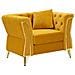 Poltrona Emy Con Cuscino In Tessuto Senape E Gambe Oro 104x83x76 Cm - Foto miniatura 1