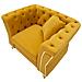 Poltrona Emy Con Cuscino In Tessuto Senape E Gambe Oro 104x83x76 Cm - Foto miniatura 6
