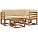 Set di divani da esterno con cuscino 5 pcs Naturale e Beige - Foto miniatura 1