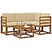 Set di divani da esterno con cuscino 5 pcs Naturale e Beige - Foto miniatura 3