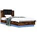 Struttura letto con testata Rovere Fumo Legno ingegnerizzato - Foto miniatura 1