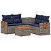 Set di divani 6 pz Grigio e Blu Navy Rattan sintetico e Acciaio - Foto miniatura 1