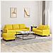 Set Di Divani 3 Pz Con Cuscini Giallo Chiaro In Tessuto - Foto miniatura 1