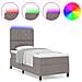 Letto a Rete e Materasso & LED Taupe 100x200 cm Tessuto - Foto miniatura 4