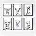 Set Di 6 Stampe Animali Bambini Con Gomma Da Masticare Coniglio Mucca Volpe Cavallo Orso Fiamma A3 Cornice Nera - Foto miniatura 1